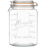 kitchentoolz front view of jar showing clear glass and clamp for secure storage
