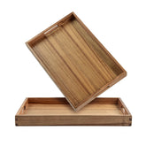KITEISCAT acacia tray front view shows elegant grain and sturdy edges for presentable serving