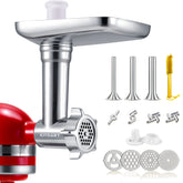 KITOART front assembly attached to mixer showing durable stainless construction and stability