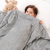 Kivik front view of 36x48 weighted blanket showing dual-sided comfort and size