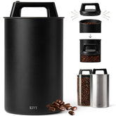 KIVY front view of large canister showing sleek stainless finish and space-saving shape