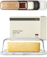 KIVY front view shows marble base and airtight glass lid for clean storage