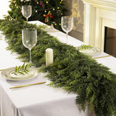 KIWDY front view showing full two-piece cedar garland, adds instant holiday fullness