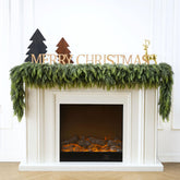KIWDY front view of full 6 ft cedar garland showing lush coverage and instant holiday curb appeal