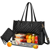 KKXIU front view quilted tote showing organized compartments and professional look