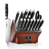 Klaus Meyer front view of full 19-piece set, clear organized presentation benefits convenience