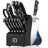 KnifeSaga wooden block set front view showing organized storage and quick access benefit