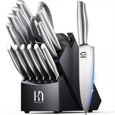 KnifeSaga front view in acacia block showing organized, accessible knives benefit convenience