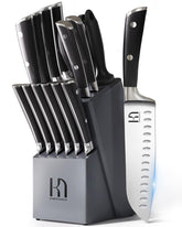 KnifeSaga knives in acacia block showing organized storage and easy access