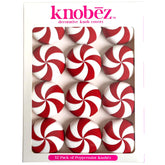Knobēz front view showing red peppermint design and cheerful finish