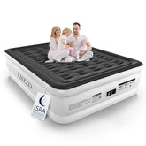KNZZO front view of raised queen mattress showing bedside convenience and comfort