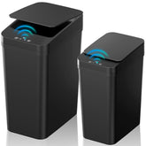 KOEYLE front view of two black bins showing compact design and neat storage