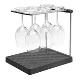 Kohler wine glass drying rack front view showing six glasses and tidy drying benefits