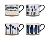 Koja front view of four colorful mugs showing design and gift appeal
