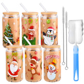 Kolewo4ever front view of six festive can glasses showing set convenience
