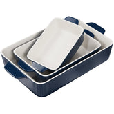 KooK front view of navy 3-piece set showing stylish home serving benefit