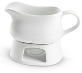 KooK gravy boat front view showing clean white glaze and elegant profile for stylish serving