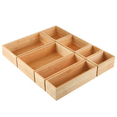 Kootek front view of bamboo organizer set showing neat storage benefit