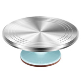 Kootek front view of blue cake turntable showing stable platform benefit