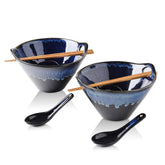KOOV Blue Galaxy front view showing bowl set and utensils, enhancing table appeal