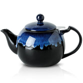 KOOV teapot front view showing form and elegant nebula blue finish for stylish serving