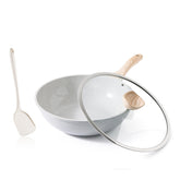 Kordisen wok front view showing sleek grey exterior and lid, highlights durability