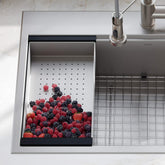 Kraus front view of colander showing clean chrome finish and utility