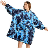 Krifey wearable blanket hoodie front view showing oversized fit and hood for instant comfort