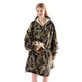 Krifey front view with hood up showing cozy coverage and mobility