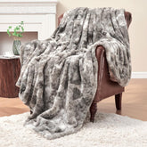 Krifey front-folded marbled gray throw showing neat edges and cozy look