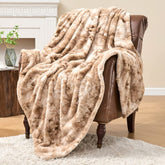 Krifey throw front view showing marbled beige and cozy appeal