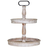 Krismax front view two-tier tray shows farmhouse styling and versatile display benefit