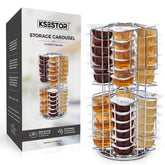 Ksestor chrome carousel front view showing neat pod organization and space saving