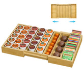 Kssiaz front view bamboo holder showing neat capsule storage and organized counter