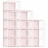 Kuject clear shoe box front view shows contents and easy identification