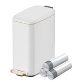 KUK slim trash can front view in white showing compact design and neat look