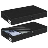 Kukikan front view of two slim under-bed storage bins showing neat organization benefit