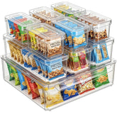 KUMD front view of 10-pack clear bins showing neat organized pantry benefit