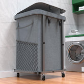 kunlabori front view grey hamper showing tidy storage benefit