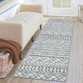 KUTA grey runner front view showing Moroccan boho design and neutral tone benefit