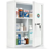 KYODOLED front view of white locking medicine cabinet for secure storage