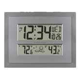La Crosse Technology front view of clock showing time and calendar for quick reference