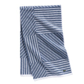 Lacoste front view showing striped towel and denim color, stylish bath upgrade