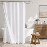 LaCyan front view of 3-piece shower curtain set showing complete kit benefits