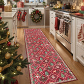 Lahome runner front view showing festive red reindeer pattern and holiday cheer