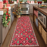 Lahome runner front view showing festive reindeer and trees, adds holiday cheer