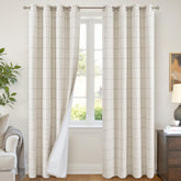 Lajode front view of plaid blackout curtains showing full panel benefit
