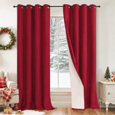 Lajode red linen curtain front view showing elegant blackout benefit
