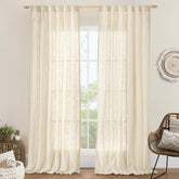 LAMIT beige curtain set front view showing full window coverage and calm style