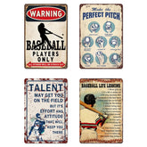 lamvao front view of four baseball tin signs showing design and benefit of instant wall decor